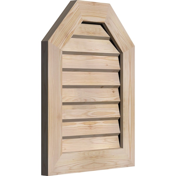 Octagonal Top Gable Vent Non-Functional, Pine Gable Vent W/ Decorative Face Frame, 16W X 28H